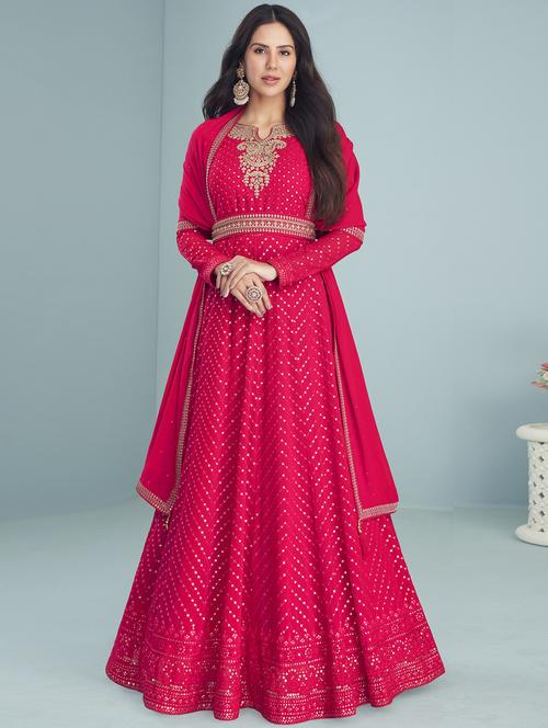 embroidered semi-stitched suit set - 19662428 - Very Small Image - 1