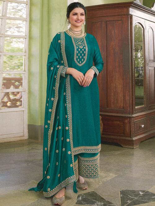 embroidered semi-stitched suit set - 19662441 - Very Small Image - 1