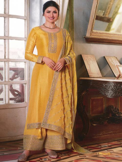 embroidered semi-stitched suit set - 19662442 - Very Small Image - 1
