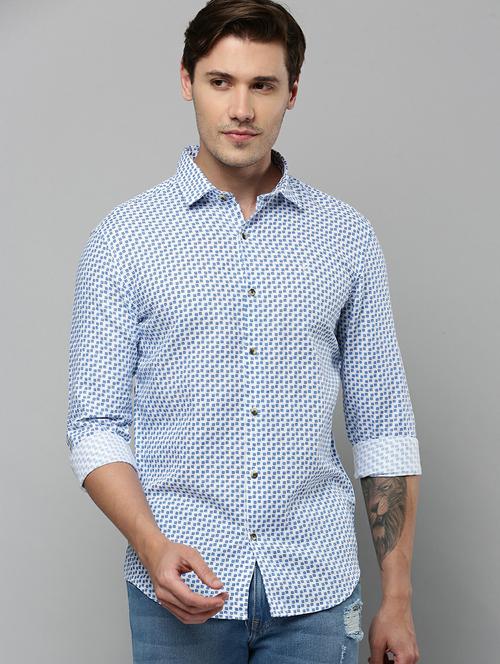 mens micro print casual shirt - 19662757 - Very Small Image - 1