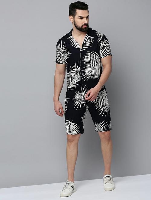 blue short sleeves tropical printed co-ord set - 19662867 - Very Small Image - 1