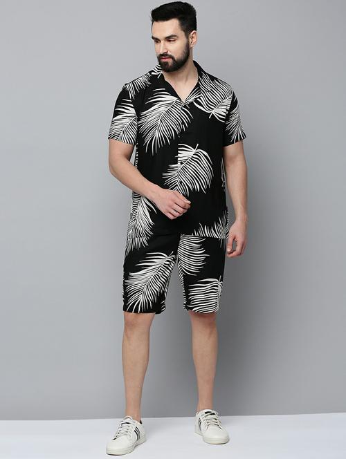 black short sleeves tropical printed co-ords set - 19662879 - Very Small Image - 1