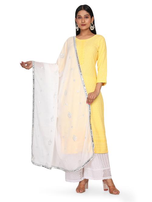 self design embroidered dupatta - 19662933 - Very Small Image - 1