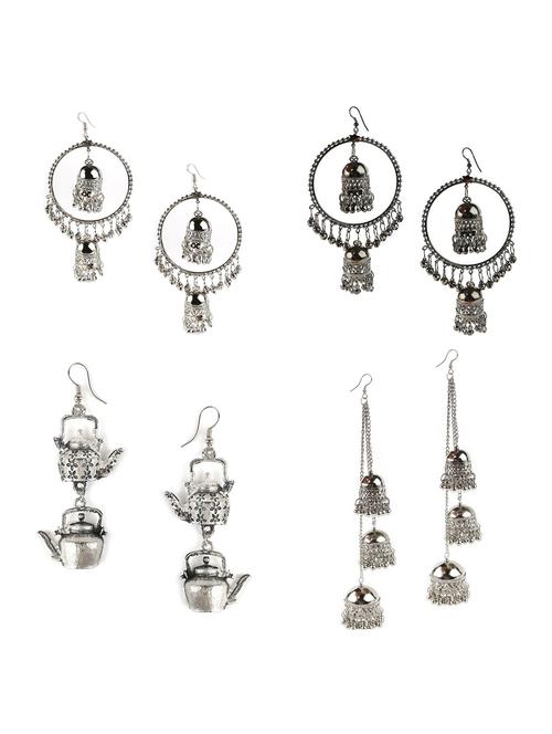silver alloy earrings combo - 19663046 - Very Small Image - 1