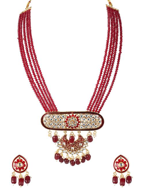 red metal necklaces and earring - 19663150 - Very Small Image - 1