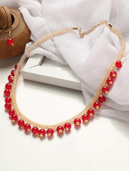 red metal necklaces and earring - 19663156 - Very Small Image - 1