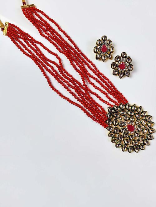 red metal necklaces and earring - 19663157 - Very Small Image - 1