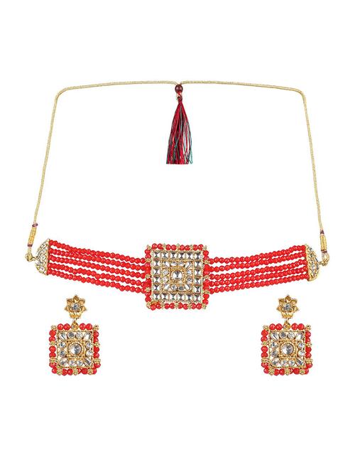 red metal necklaces and earring - 19663476 - Very Small Image - 1