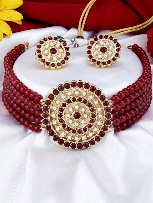 red metal necklace and earring - 19663505 - Very Small Image - 1