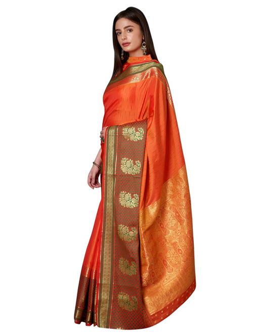 self design banarasi saree with blouse - 19663741 - Very Small Image - 1