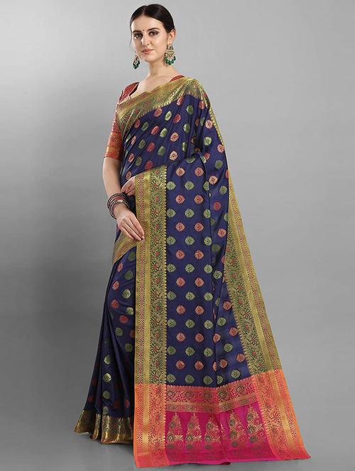 floral banarasi saree with blouse - 19663769 - Very Small Image - 1