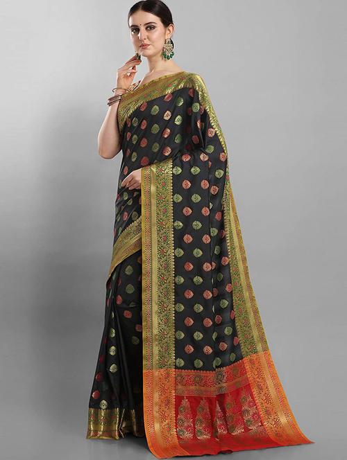 floral banarasi saree with blouse - 19663770 - Very Small Image - 1