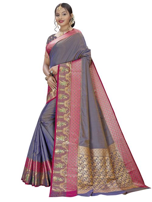 ethnic motif baluchari saree with blouse - 19663796 - Very Small Image - 1
