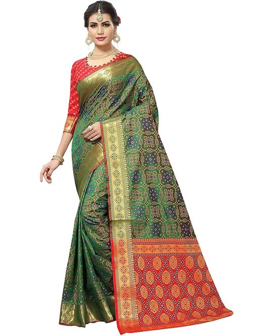 self design woven saree with blouse - 19663817 - Very Small Image - 1
