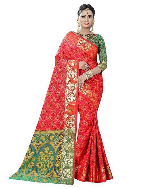 self design patola saree with blouse - 19663820 - Very Small Image - 1