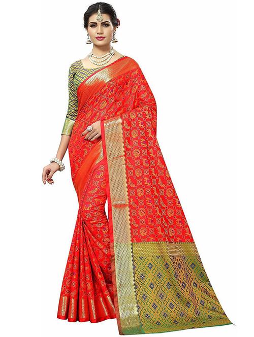 red silk blend kanjivaram saree - 19664109 - Very Small Image - 1