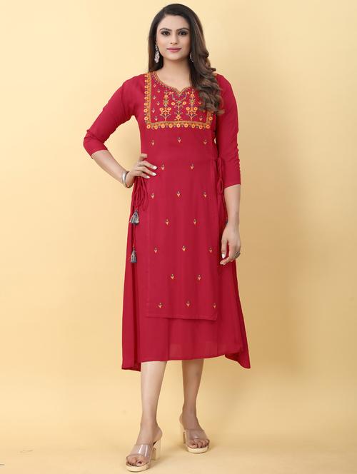 embroidered flared ethnic dress - 19664251 - Very Small Image - 1