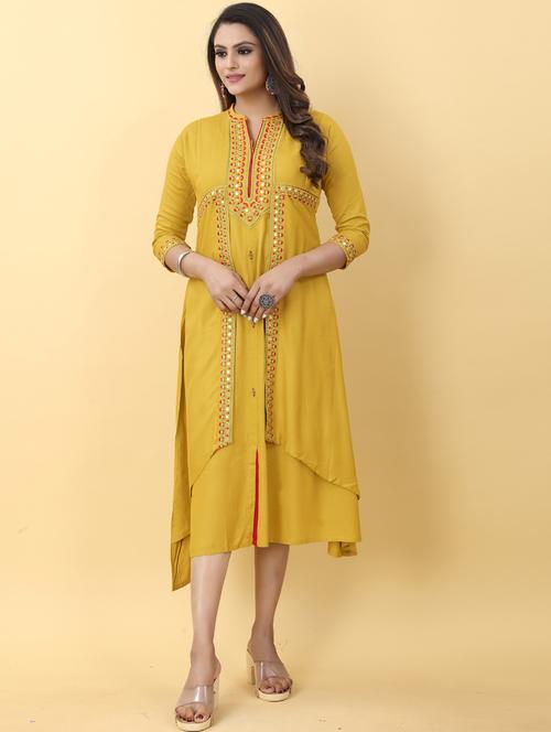 embroidered flared ethnic dress - 19664252 - Very Small Image - 1