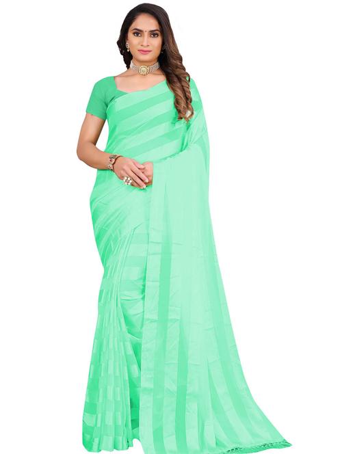 green georgette printed saree with blouse - 19664354 - Very Small Image - 1