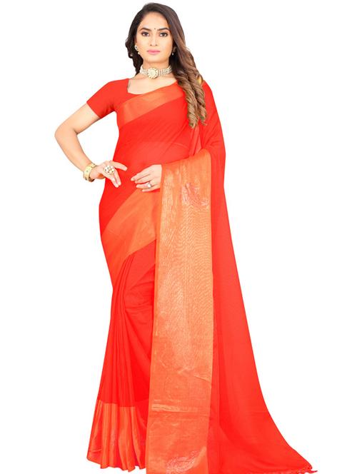 women's bordered red colored saree - 19664365 - Very Small Image - 1