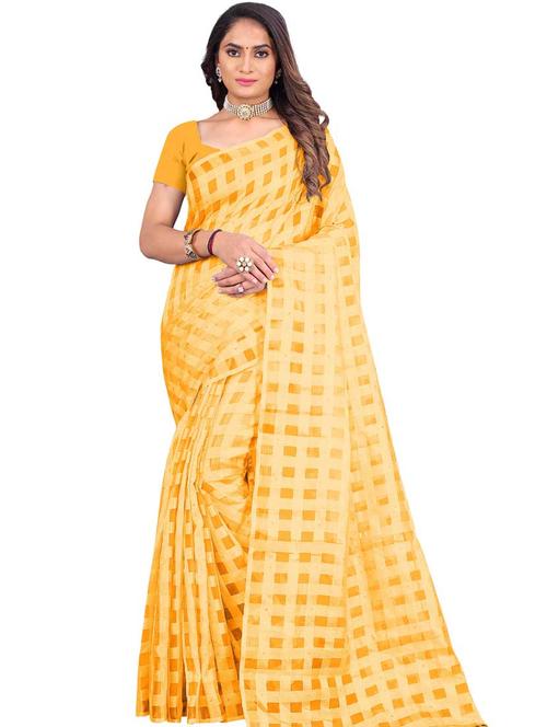 checks printed saree with blouse - 19664378 - Very Small Image - 1