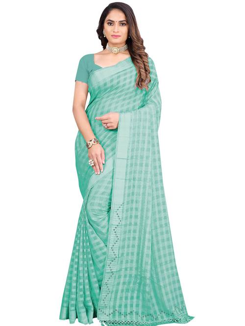 checks printed saree with blouse - 19664387 - Very Small Image - 1