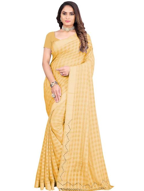 checks printed saree with blouse - 19664390 - Very Small Image - 1