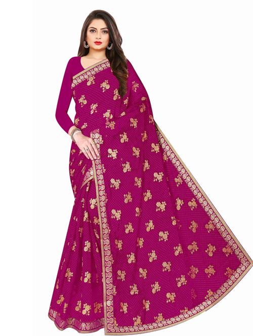 self design printed saree with blouse - 19664530 - Very Small Image - 1