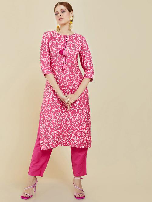 round neck kurta pant set - 19665103 - Very Small Image - 1