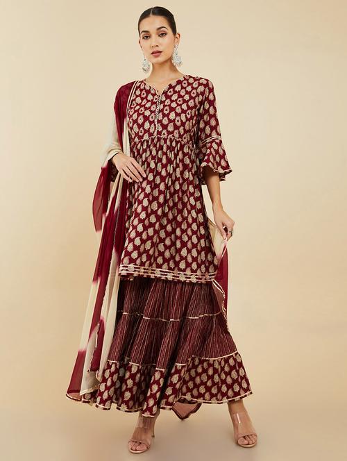 v-neck kurta pant set - 19665114 - Very Small Image - 1