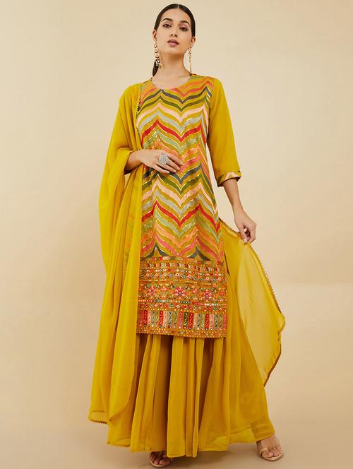 round neck kurta pant set - 19665128 - Very Small Image - 1