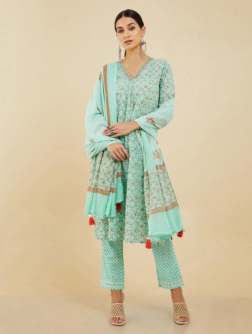 v-neck kurta pant set - 19665136 - Very Small Image - 1