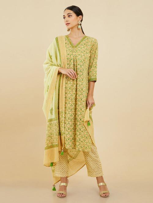 v-neck kurta pant set - 19665137 - Very Small Image - 1