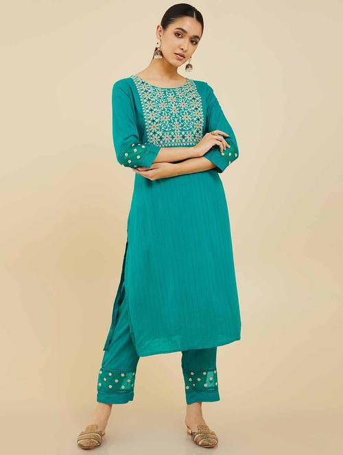 round neck kurta pant set - 19665148 - Very Small Image - 1
