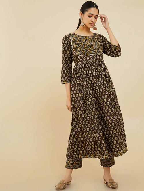 round neck kurta pant set - 19665161 - Very Small Image - 1