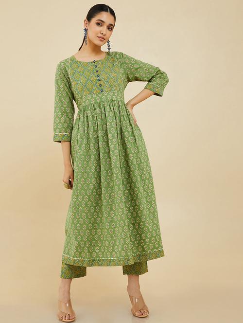 round neck kurta pant set - 19665162 - Very Small Image - 1
