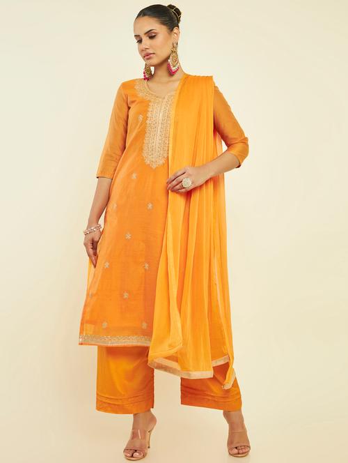 embroidered palazzo unstitched suit - 19665349 - Very Small Image - 1