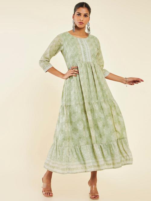 printed a-line ethnic dress - 19665374 - Very Small Image - 1