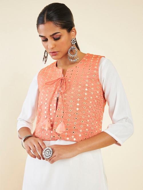 solid embroidered cotton jacket - 19665389 - Very Small Image - 1