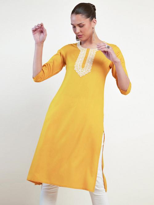 women's straight kurta - 19665447 - Very Small Image - 1