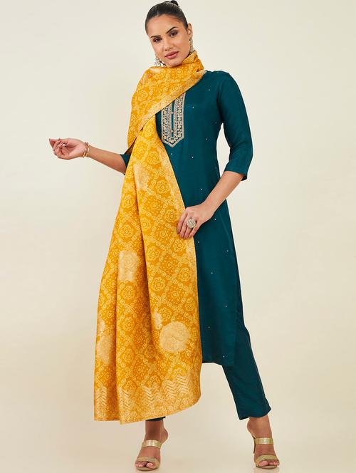embroidered kurta dupatta set - 19665523 - Very Small Image - 1
