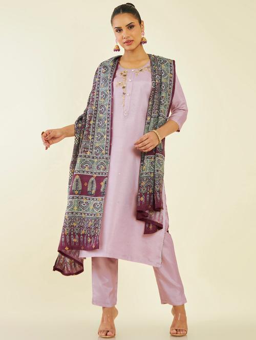 embroidered kurta dupatta set - 19665527 - Very Small Image - 1