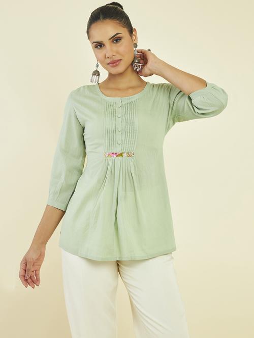 green three quarter sleeve tunic - 19665681 - Very Small Image - 1