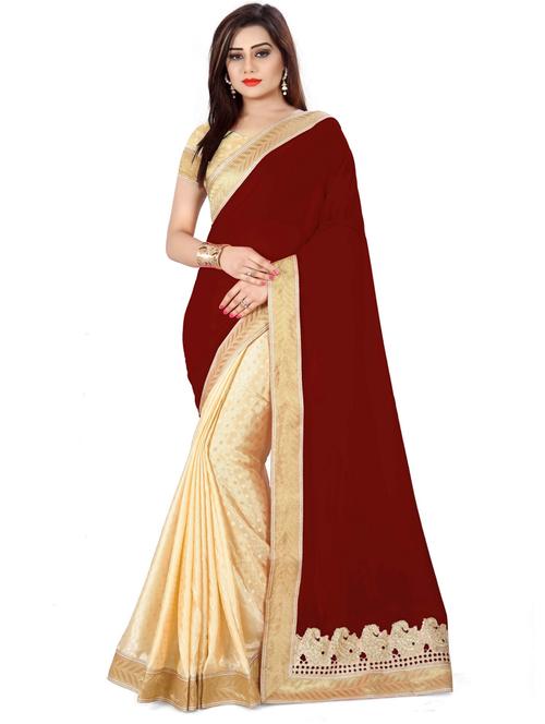 half and half woven self designed saree - 19666515 - Very Small Image - 1