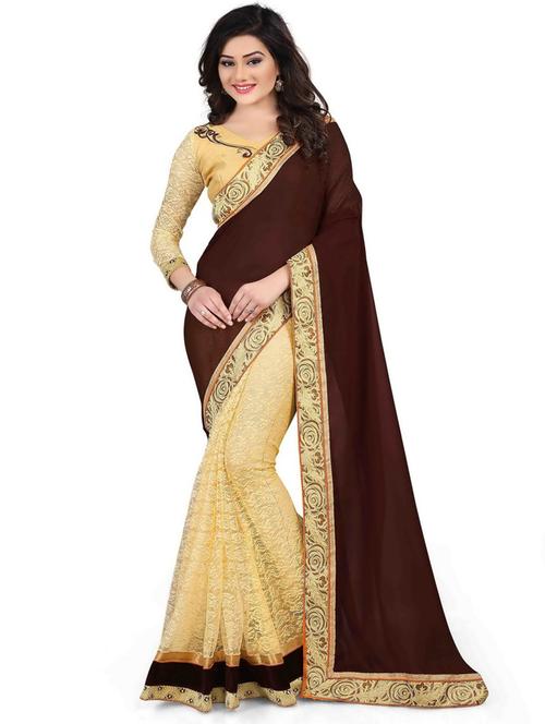 half and half woven self designed saree with blouse - 19666518 - Very Small Image - 1