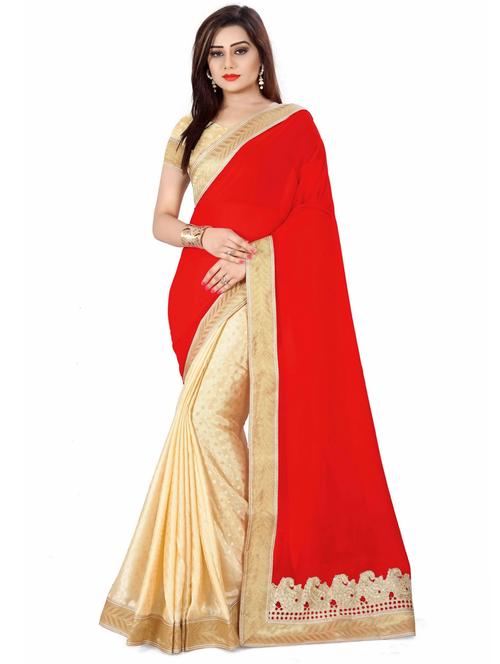 half and half woven self designed saree with blouse - 19666523 - Very Small Image - 1