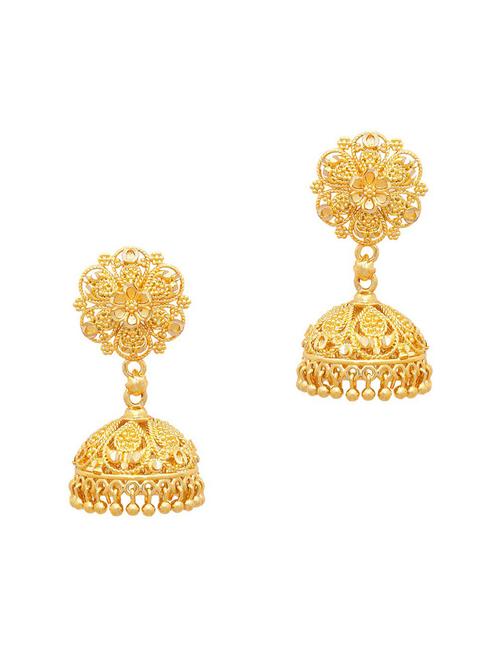 gold brass jhumka earring - 19667112 - Very Small Image - 1