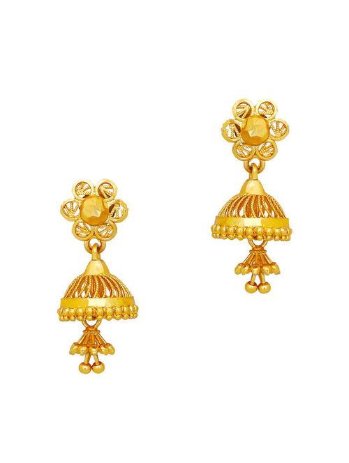 gold brass jhumka earring - 19667316 - Very Small Image - 1