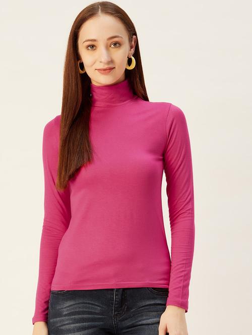 women high neck solid regular top - 19669000 - Very Small Image - 1