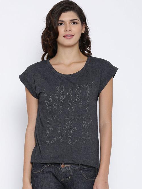 women round neck printed regular top - 19669103 - Very Small Image - 1